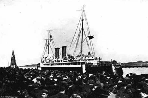 Eerste aankomst te Oostende op 18 januari 1919.